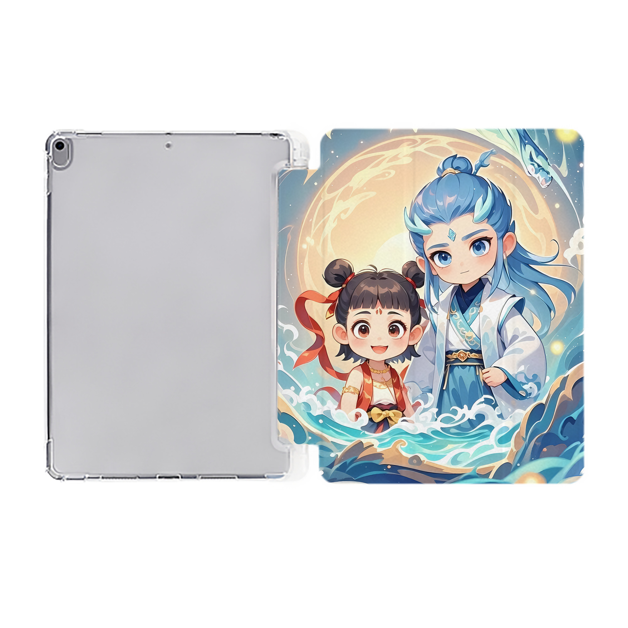 （画像用） Ne Zha 2 ナタ 魔童の大暴れ IPad ケース ペン収納付き 三つ折りスタンド PUレザー×シリコン 対応機種9.5/10.5/10.9インチ